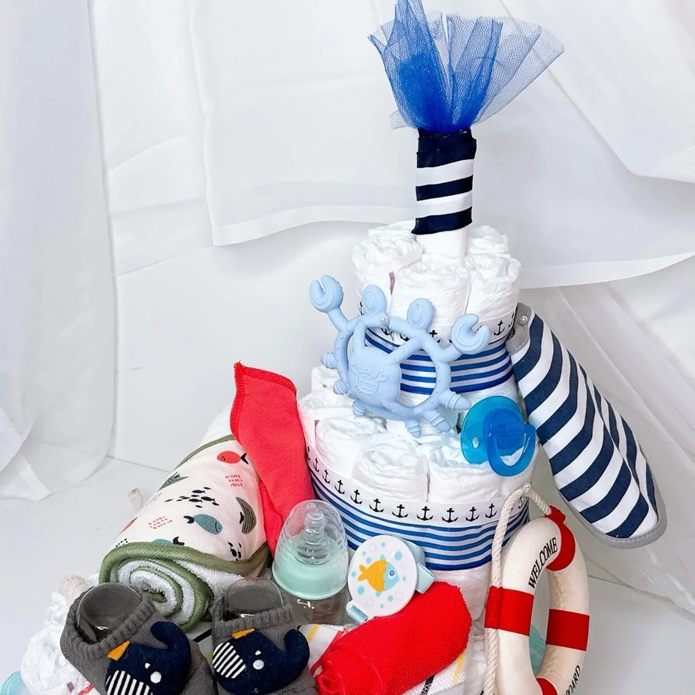 Ship Diaper Cake, Nautical Baby Shower